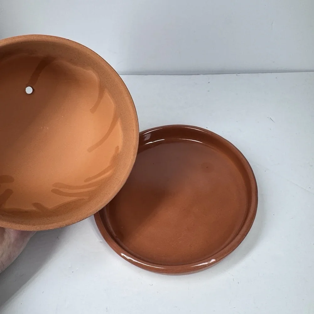 Progressive Terra Cotta Garlic‎ Roaster w Lid Box Instructions Vintage